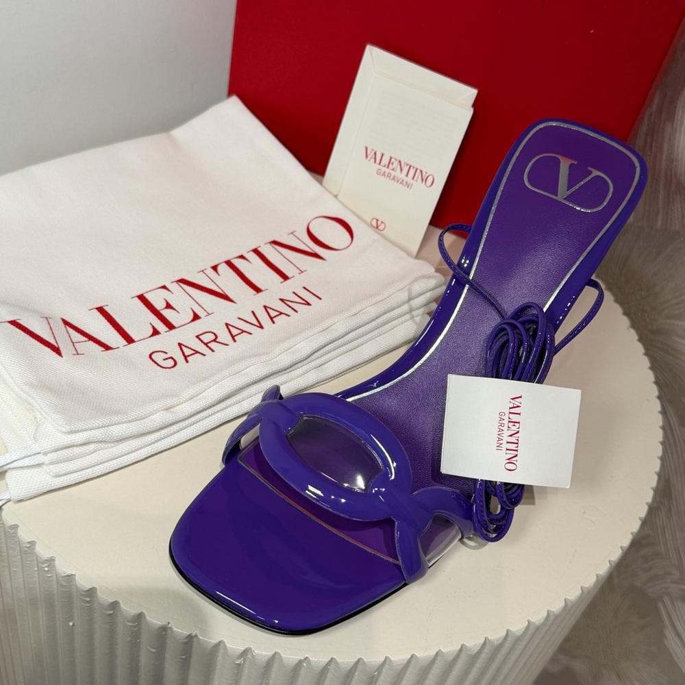 Valentino Garavani Purple Lace-Up Sandals with Clear Heel – New in Box - Picture 2 of 9